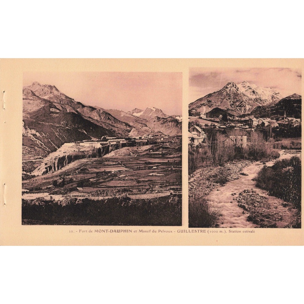 Vintage Photogravure Postcard Fort de Mont-Dauphin Massif du Pelvoux Guillestre